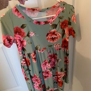 MIDI green floral dress